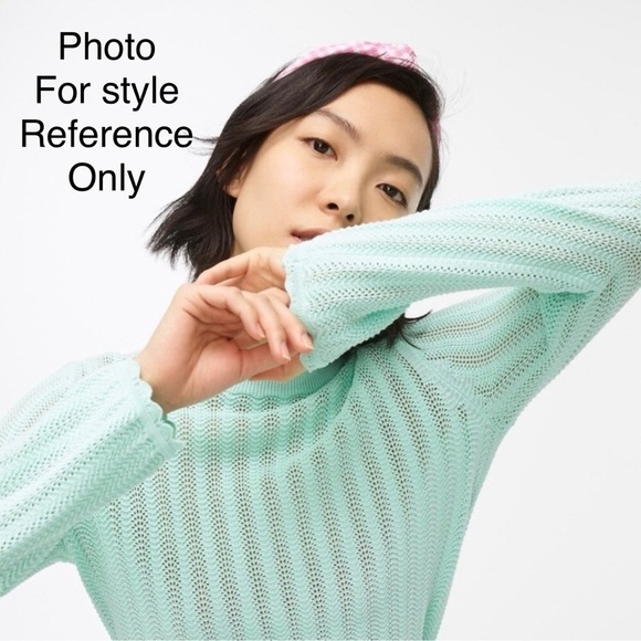 J Crew Womens Pointelle Sweater Medium Peach Ruffle Sheer Preppy Pastel Dainty - Picture 6 of 14